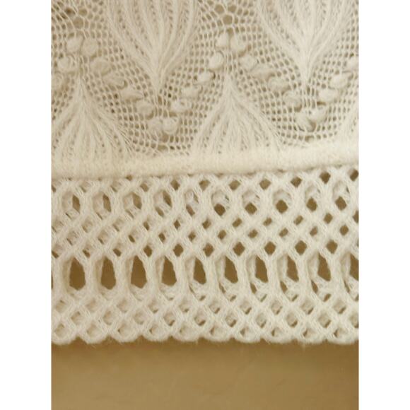 Vintage White Crochet Button Front Long Sleeve Cardigan Sweater Size Large - Picture 13 of 14